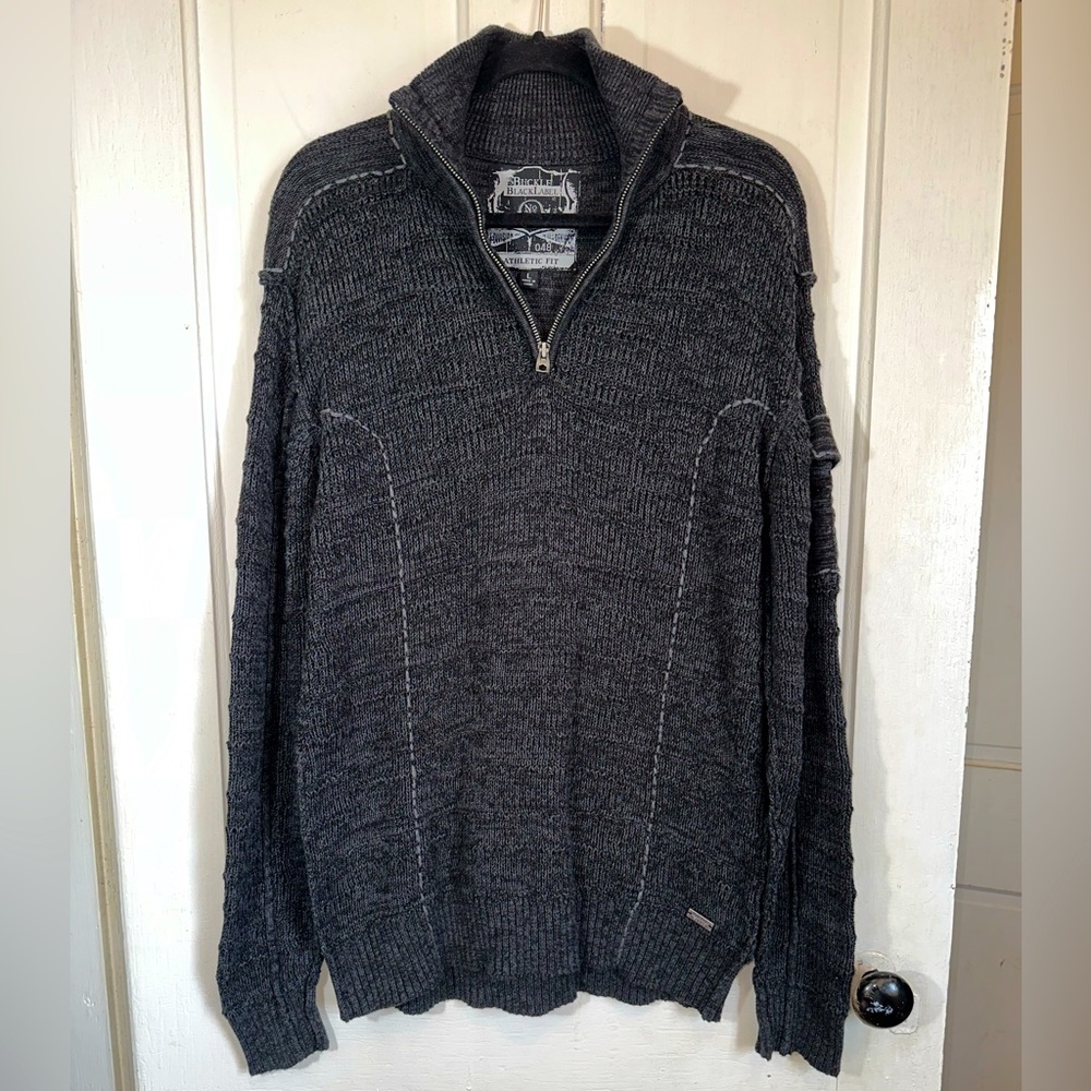 Buckle Gray Half-Zip Sweater